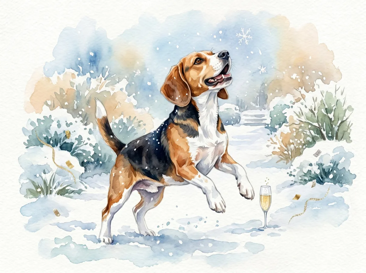 Beagle watercolor calendar month 1